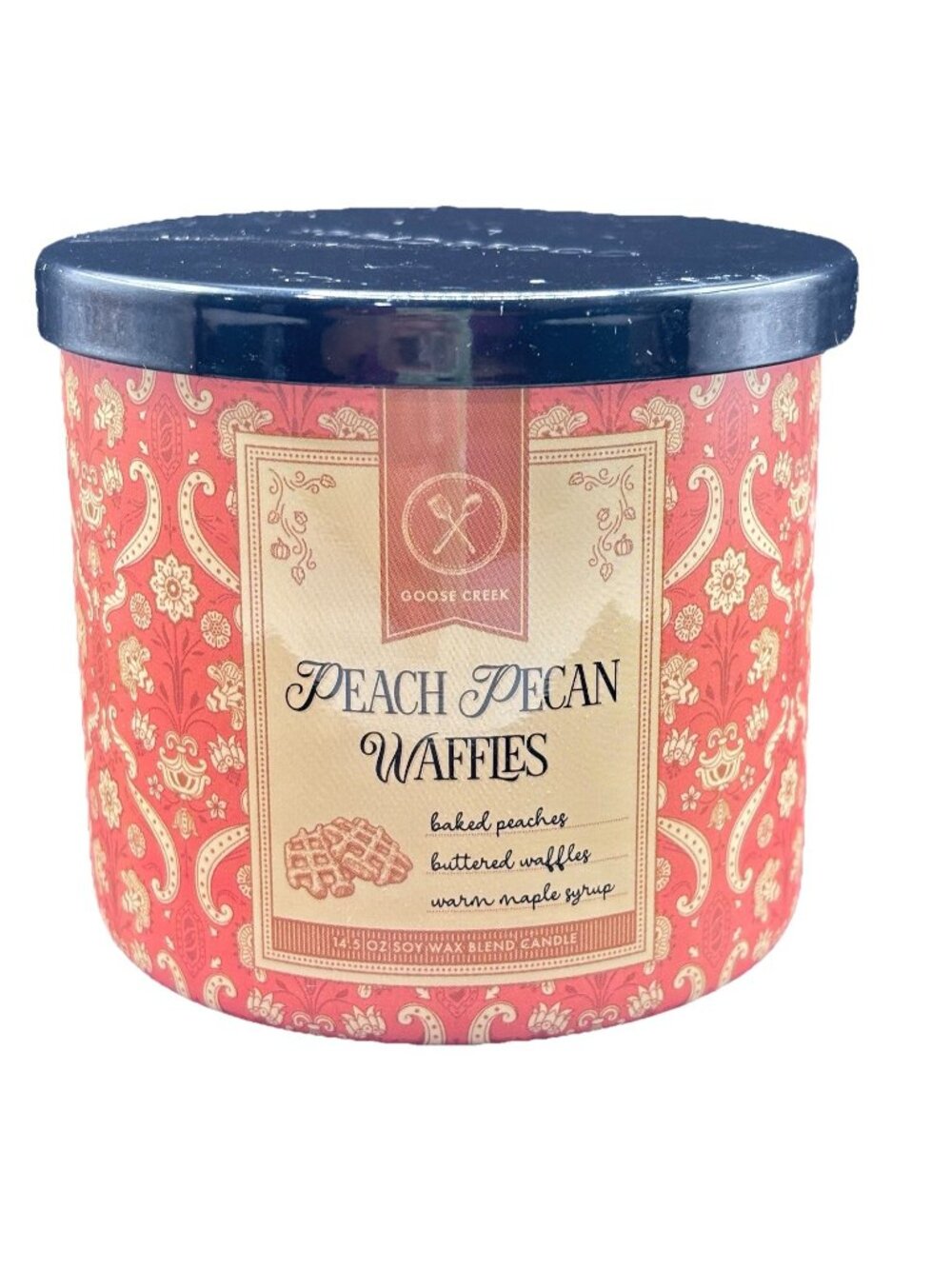 Goose Creek Peach Pecan Waffles 3 Wick Jar Candle 14.5 oz Fall Autumn Bakery